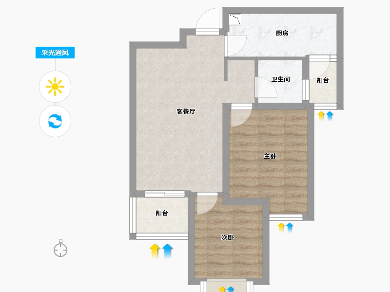 河南省-郑州市-圃田嘉园-53.05-户型库-采光通风