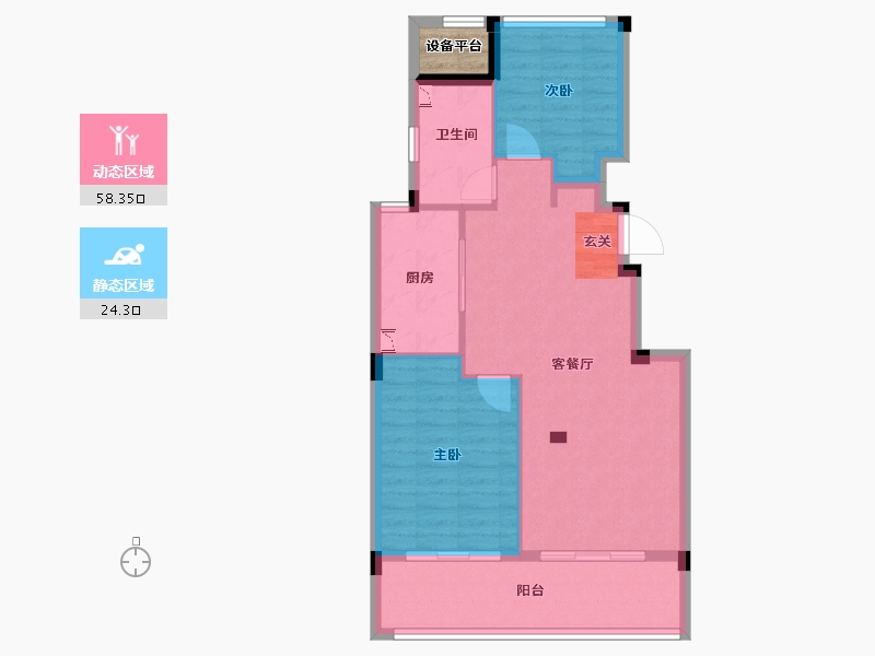 浙江省-温州市-华鸿蓝城春风楠溪-76.59-户型库-动静分区