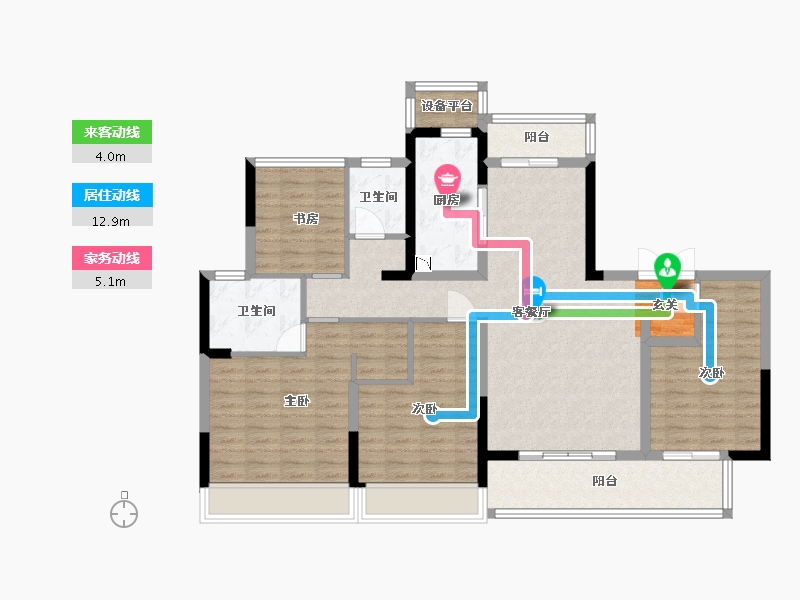 江苏省-扬州市-万达・西区CLASS-113.60-户型库-动静线