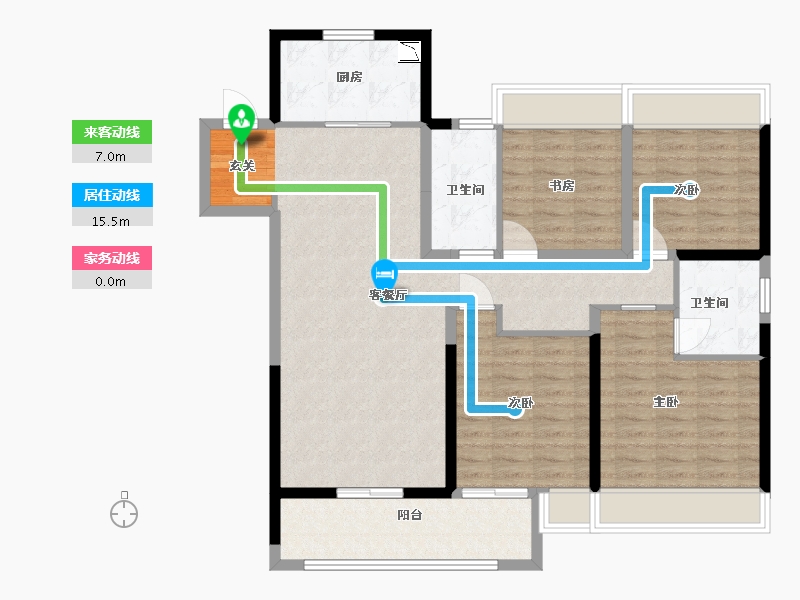 江苏省-扬州市-美的禹洲国宾府-110.40-户型库-动静线