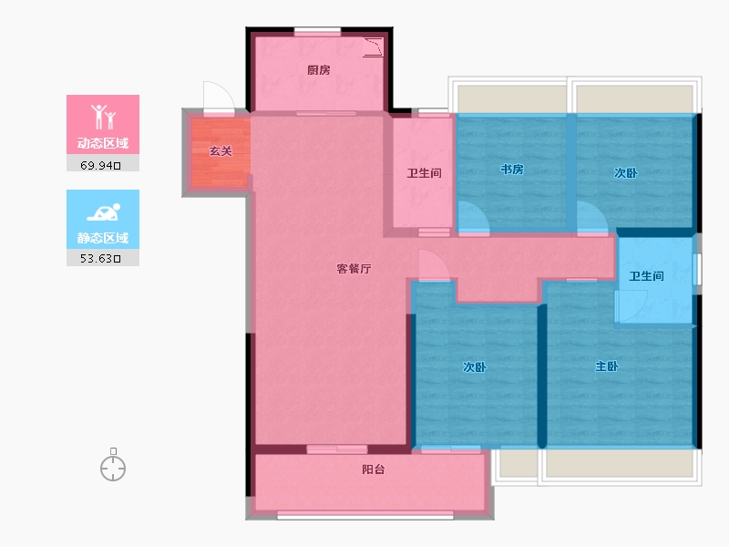 江苏省-扬州市-美的禹洲国宾府-110.40-户型库-动静分区