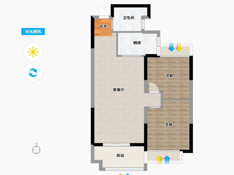 江苏省-扬州市-星地雅苑-75.19-户型库-采光通风