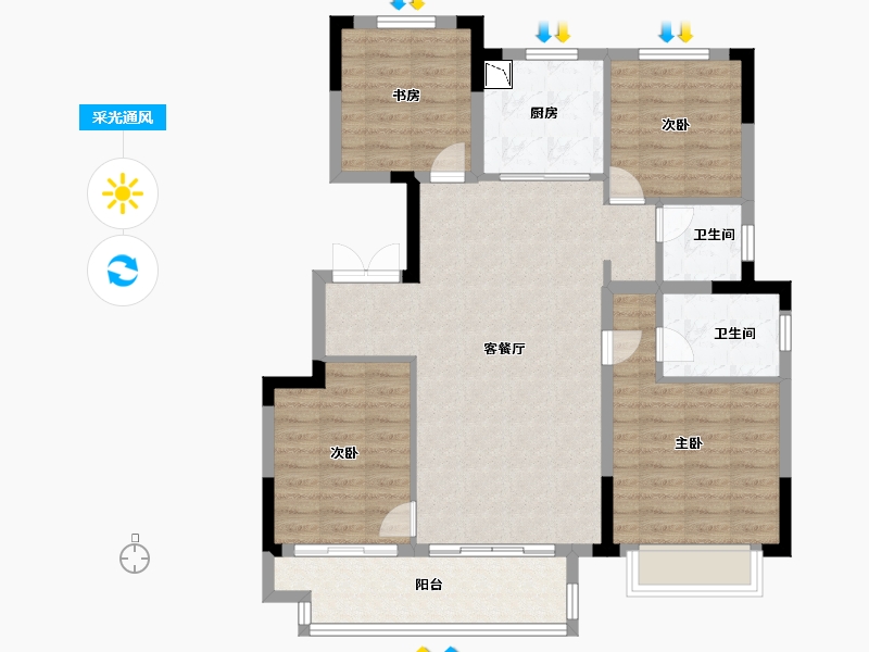 浙江省-金华市-中瑞恒基悦江府-98.40-户型库-采光通风