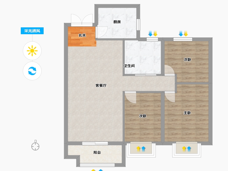 河北省-石家庄市-滨江荣盛华府-78.00-户型库-采光通风