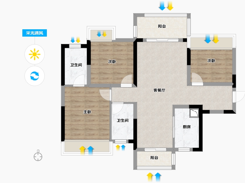 广西壮族自治区-桂林市-桂林融创九棠府-77.56-户型库-采光通风