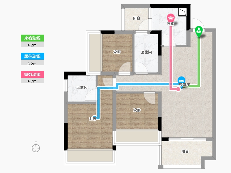 广西壮族自治区-桂林市-桂林融创九棠府-68.60-户型库-动静线