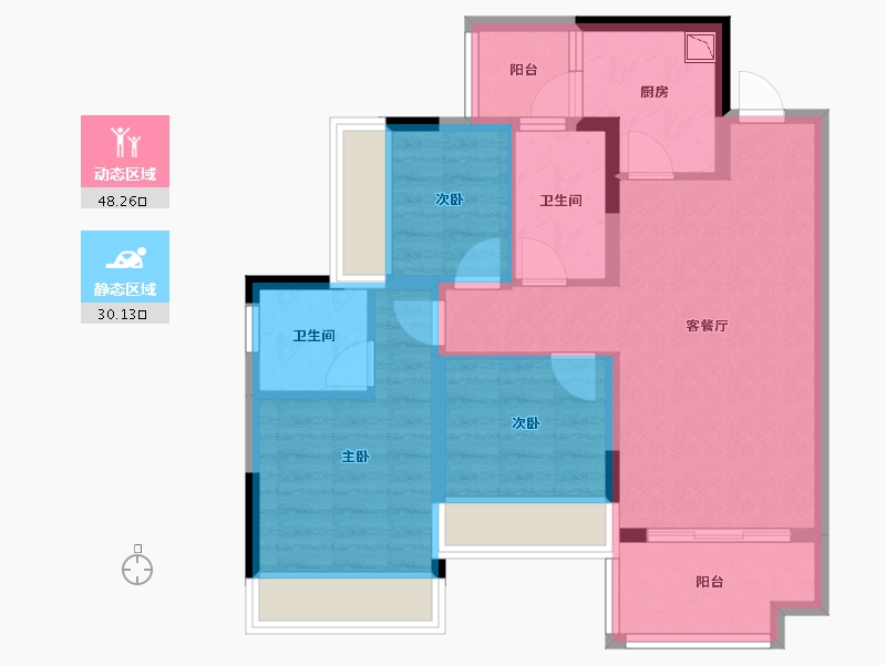 广西壮族自治区-桂林市-桂林融创九棠府-68.60-户型库-动静分区