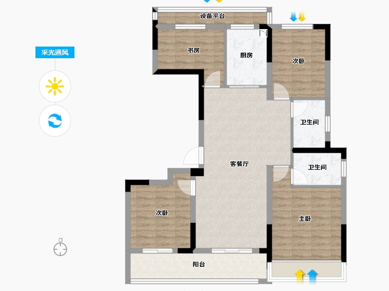 浙江省-嘉兴市-君望里-98.20-户型库-采光通风