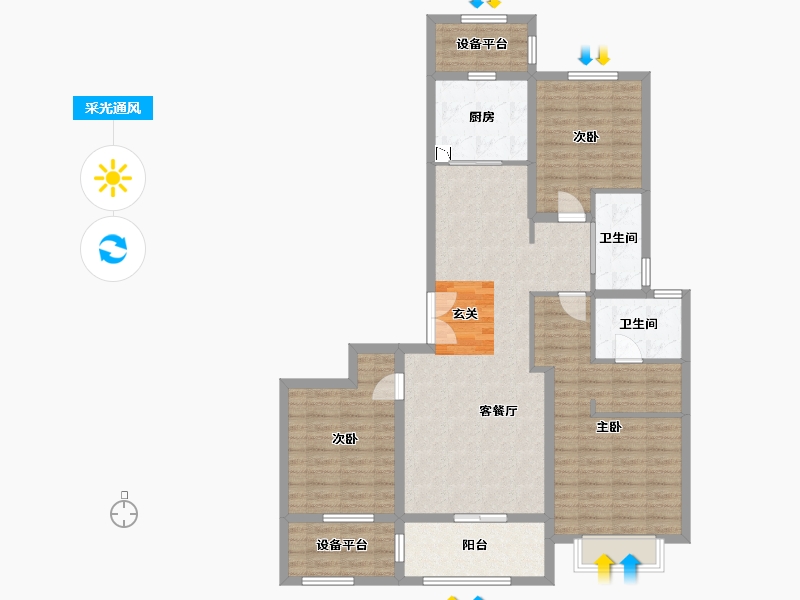 河北省-石家庄市-中冶德贤华府-110.15-户型库-采光通风