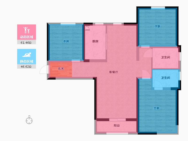 天津-天津市-华侨城碧桂园天境-96.00-户型库-动静分区