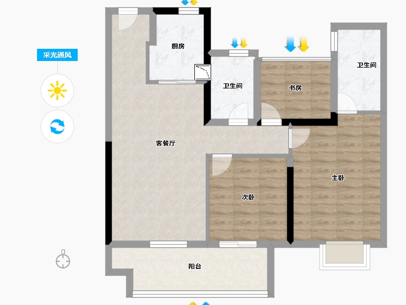 江苏省-常州市-港龙龙悦府-81.23-户型库-采光通风