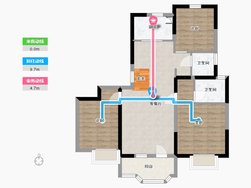 河北省-石家庄市-亨伦观唐名邸-76.34-户型库-动静线