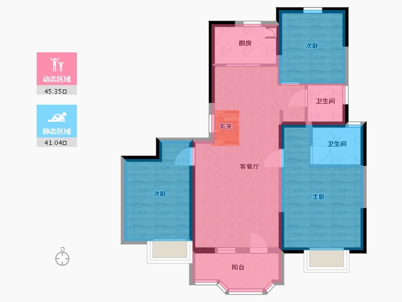 河北省-石家庄市-亨伦观唐名邸-76.34-户型库-动静分区