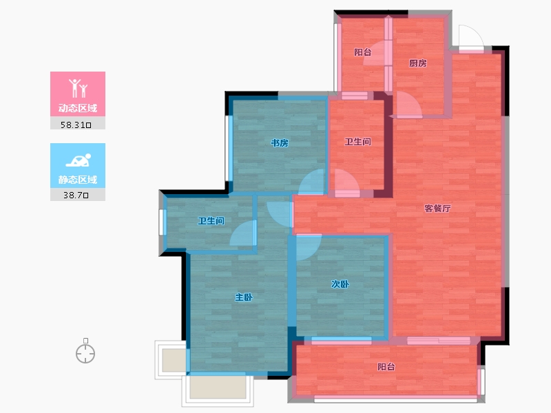 四川省-成都市-华润置地公园九里-85.75-户型库-动静分区