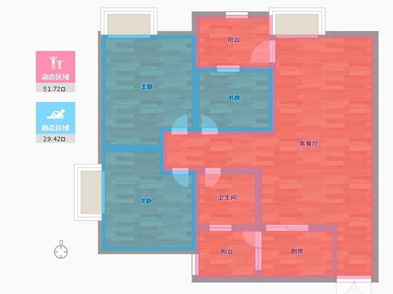 重庆-重庆市-裕安佳园-70.77-户型库-动静分区