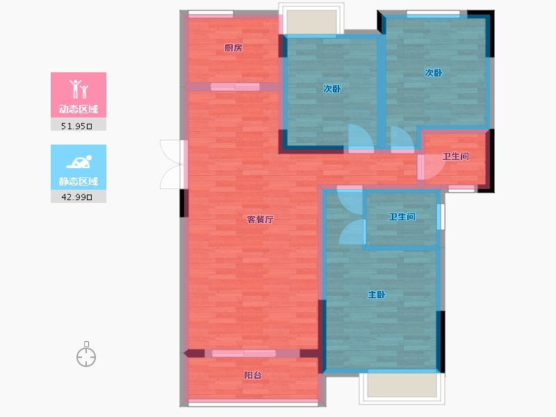 重庆-重庆市-中建湖山印象-84.15-户型库-动静分区