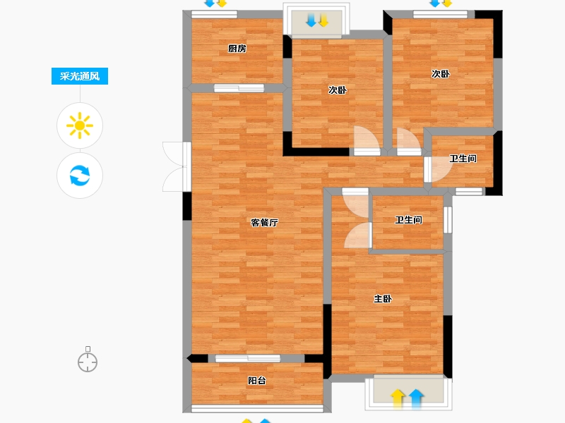 重庆-重庆市-中建湖山印象-84.15-户型库-采光通风