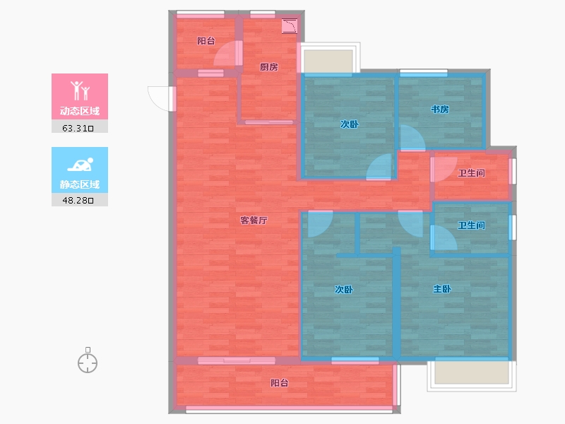 湖北省-荆州市-奥园学府里-100.14-户型库-动静分区