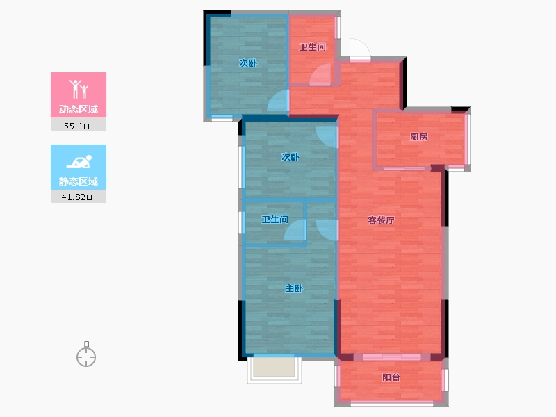 湖北省-孝感市-香港城3期-87.31-户型库-动静分区