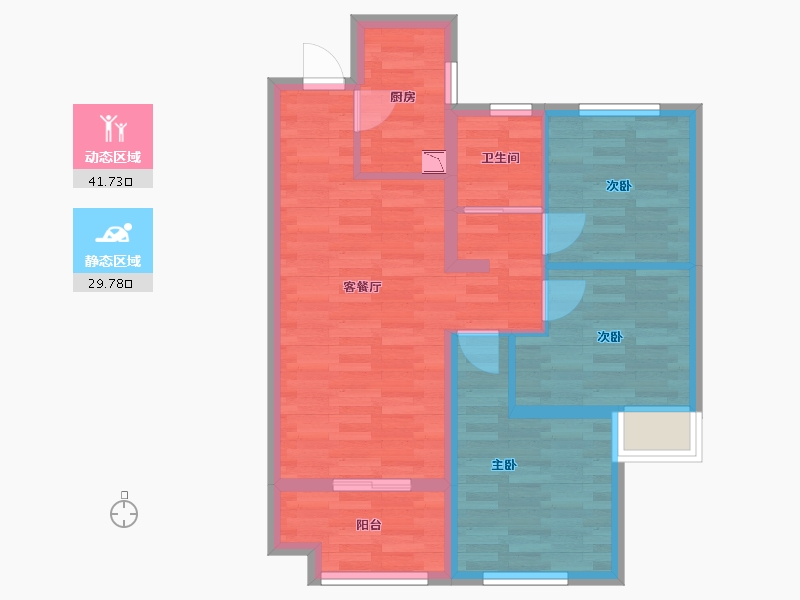 河南省-郑州市-阳光城丽景公馆-63.00-户型库-动静分区