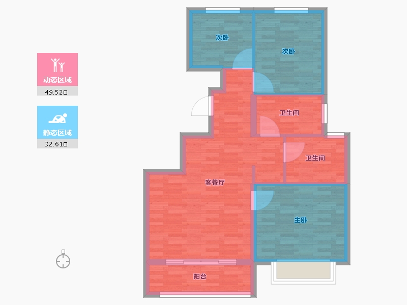 天津-天津市-恒大悦湖公馆-73.98-户型库-动静分区