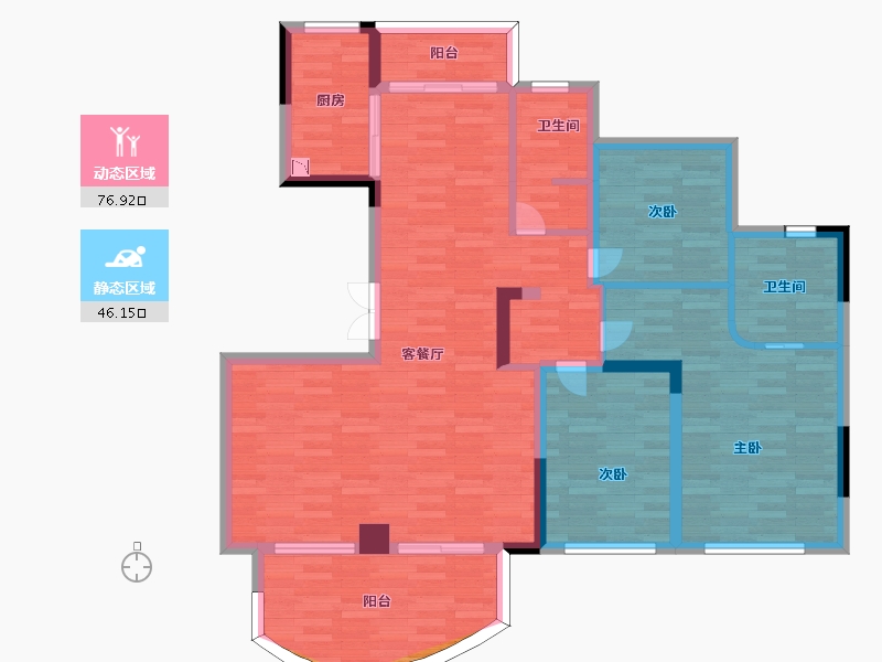 重庆-重庆市-腾龙居-110.53-户型库-动静分区