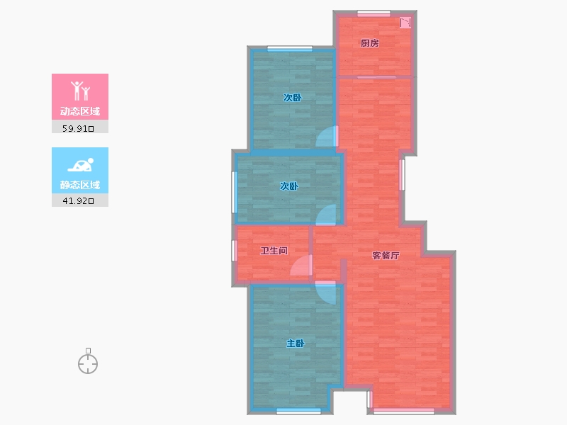 内蒙古自治区-呼和浩特市-泽信青城-91.29-户型库-动静分区