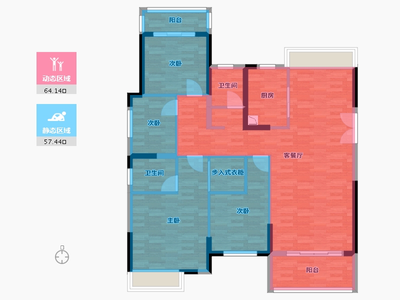 湖南省-益阳市-梓湖明珠-109.55-户型库-动静分区