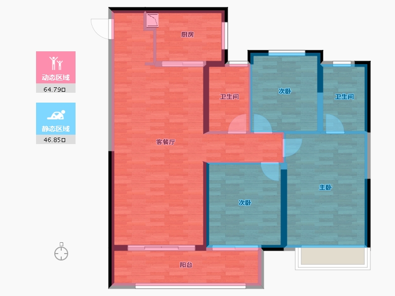 河南省-郑州市-金辉滨河云著-100.76-户型库-动静分区