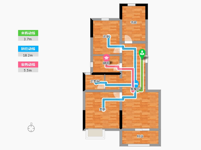 河南省-郑州市-正庄恒熙东苑-74.92-户型库-动静线