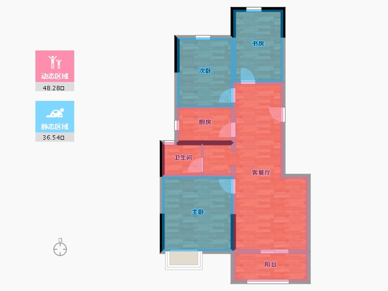 河南省-郑州市-正庄恒熙东苑-74.92-户型库-动静分区