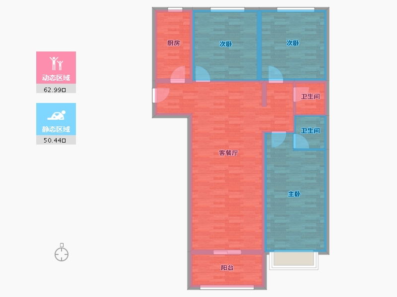 山西省-晋中市-介休华润苑-101.87-户型库-动静分区