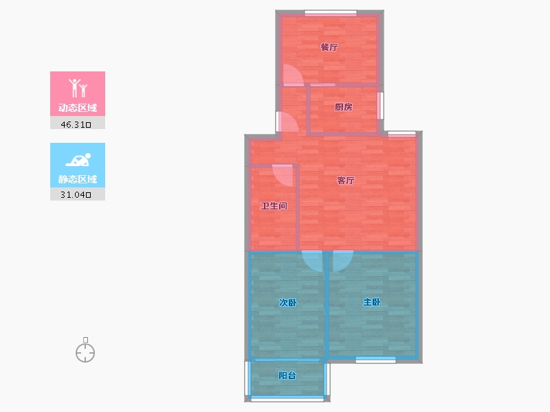 浙江省-杭州市-中江花园-70.25-户型库-动静分区