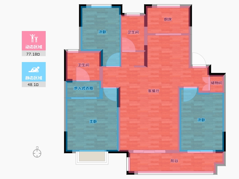 江苏省-苏州市-凤鸣水岸-113.00-户型库-动静分区