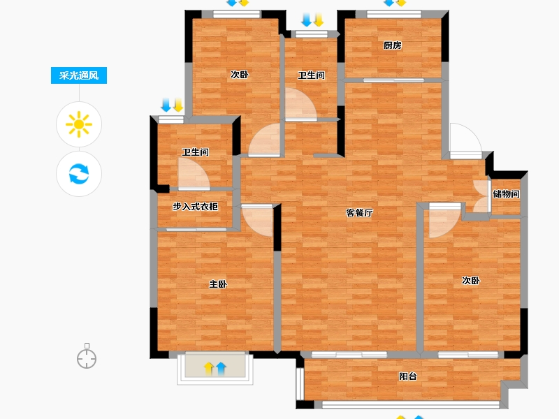 江苏省-苏州市-凤鸣水岸-113.00-户型库-采光通风