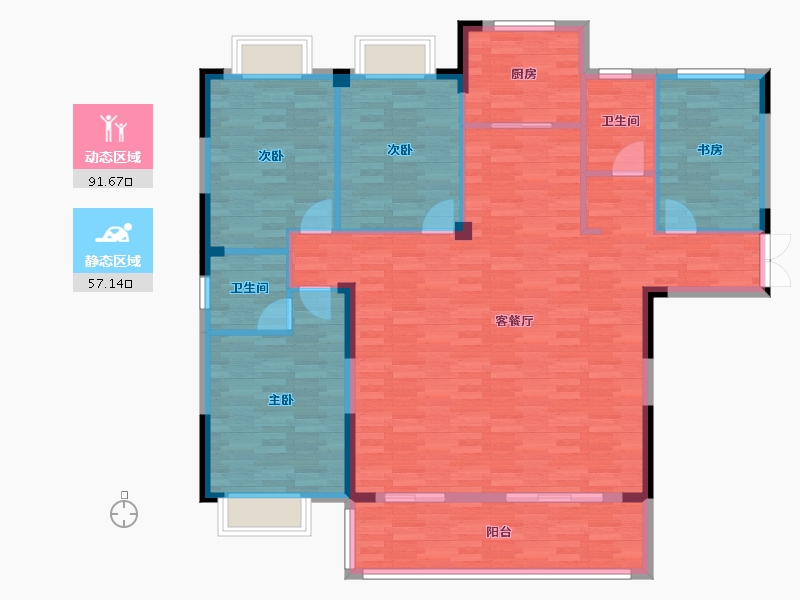 上海-上海市-凯旋路1205号-136.88-户型库-动静分区