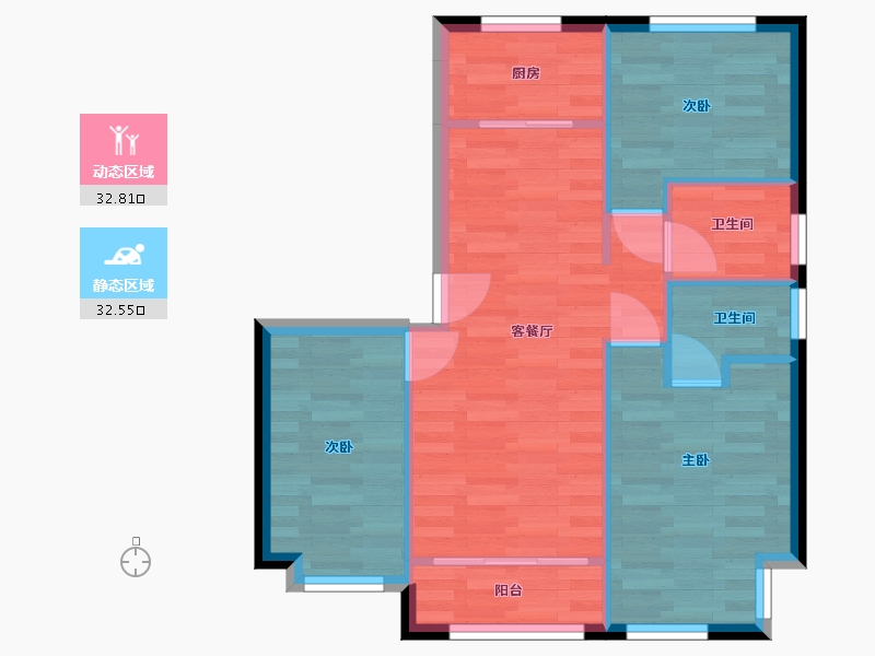 山东省-烟台市-越秀臻悦府-58.85-户型库-动静分区