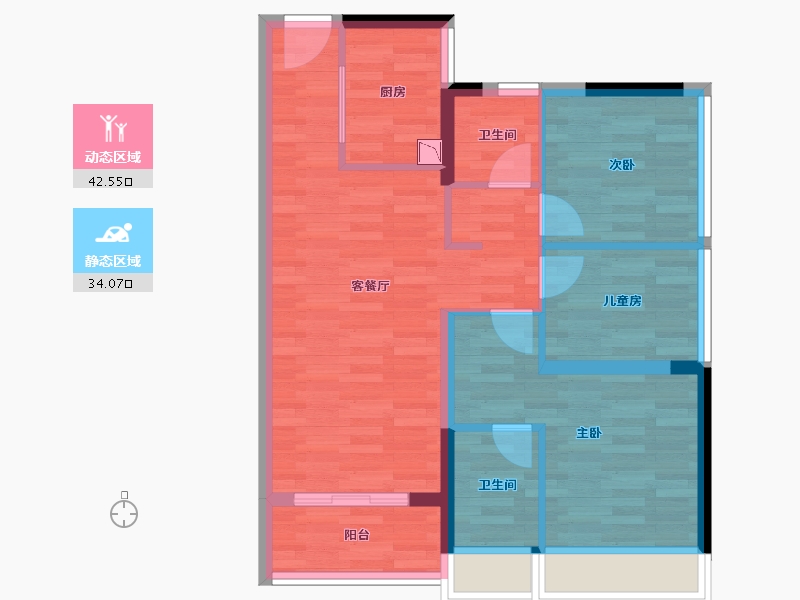 广东省-广州市-万科幸福誉-67.41-户型库-动静分区