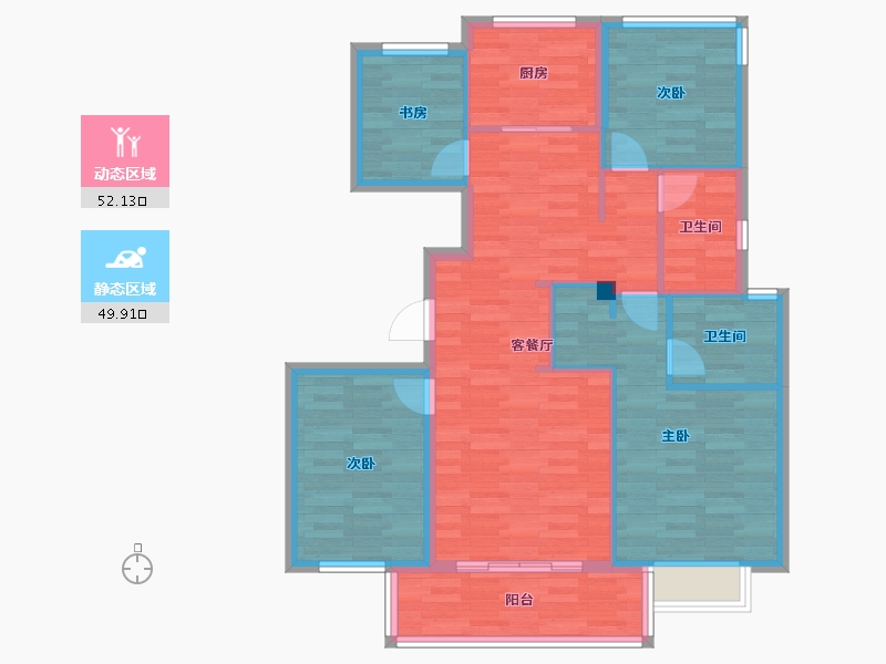 浙江省-衢州市-德信君宸-91.49-户型库-动静分区