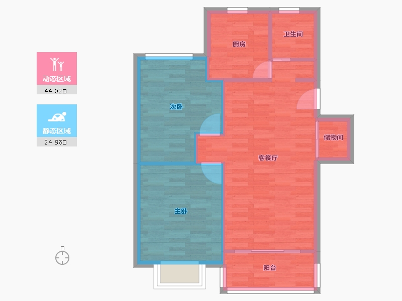 上海-上海市-双秀家园-62.54-户型库-动静分区