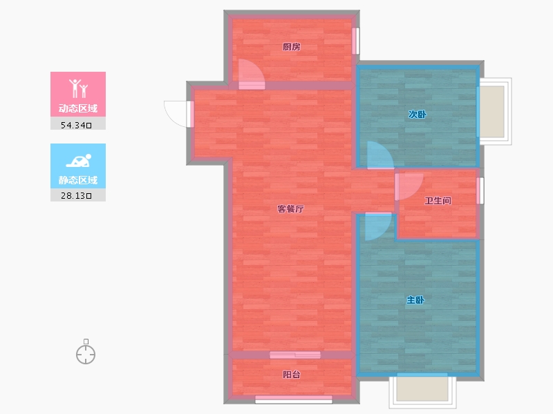 河南省-洛阳市-绿洲花园南区-74.00-户型库-动静分区