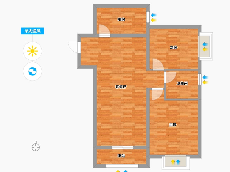 河南省-洛阳市-绿洲花园南区-74.00-户型库-采光通风