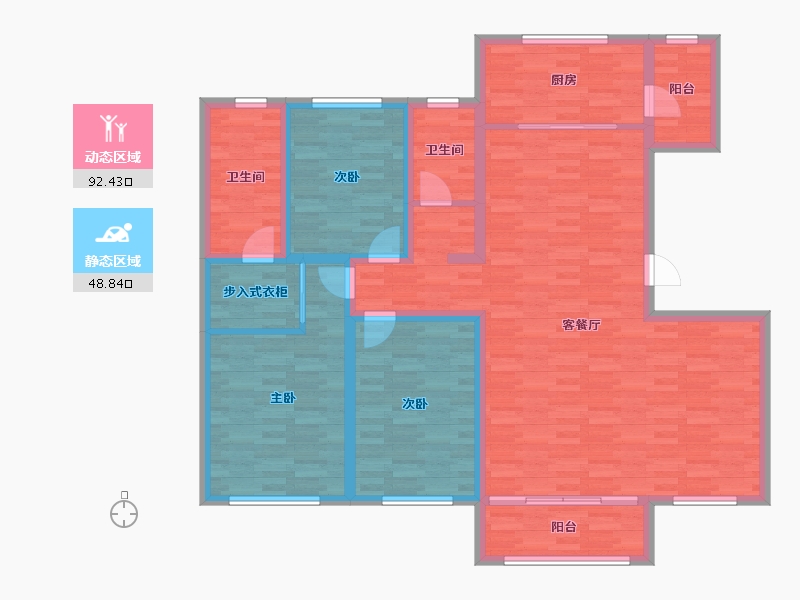 吉林省-四平市-顺达东樾府-125.71-户型库-动静分区