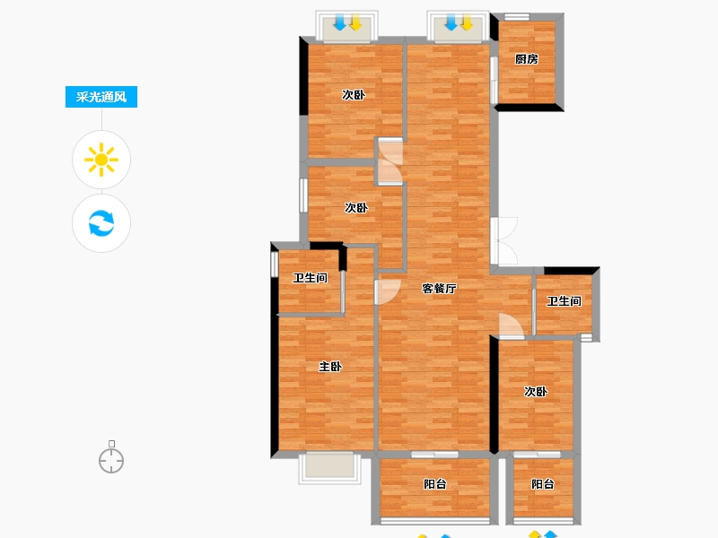 福建省-福州市-融侨阳光城方圆-109.99-户型库-采光通风