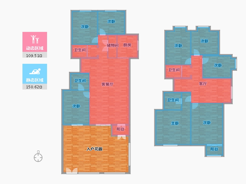 宁夏回族自治区-银川市-鲁银城市公元-287.02-户型库-动静分区