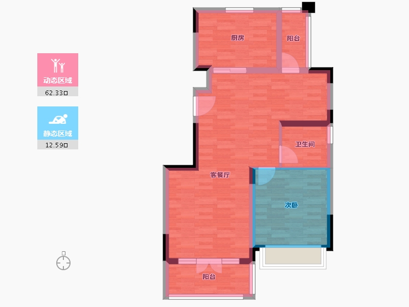 四川省-南充市-恒大悦龙台-66.39-户型库-动静分区