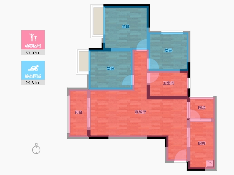 重庆-重庆市-仁和西里-72.10-户型库-动静分区