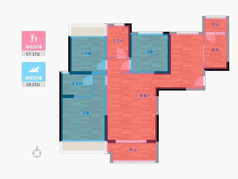 湖南省-长沙市-中海国际社区-83.98-户型库-动静分区