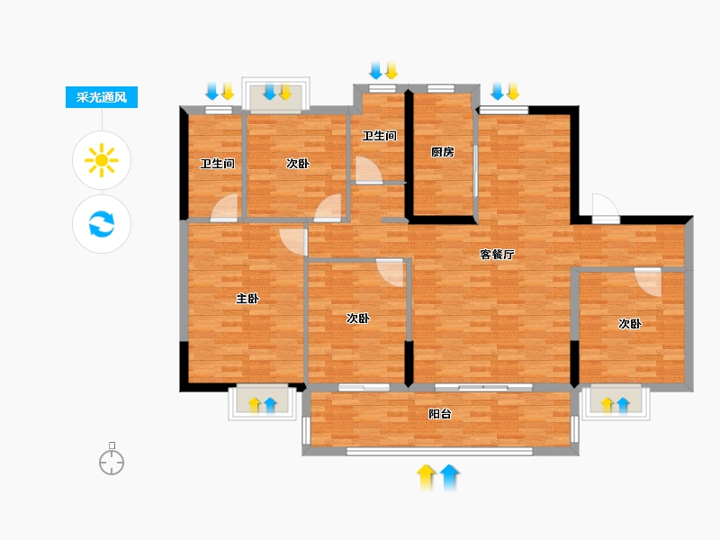 安徽省-宣城市-同曦黄金时代-114.99-户型库-采光通风