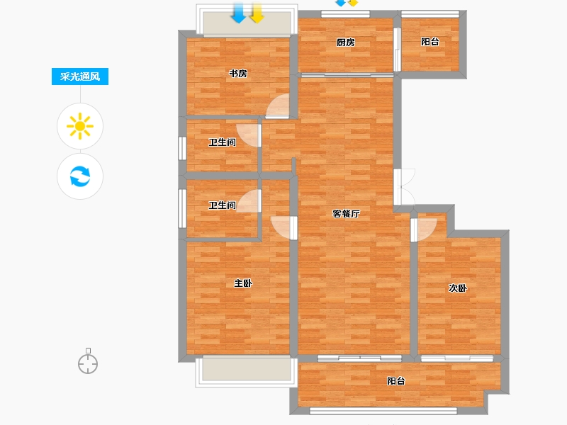 安徽省-六安市-华力紫云府-97.00-户型库-采光通风